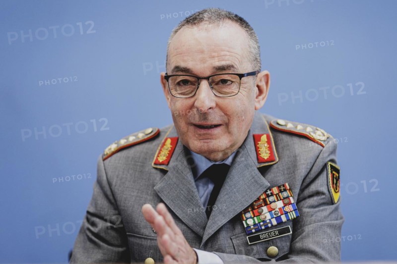 General Carsten Breuer, Inspector General of the Bundeswehr, at a federal press conference on the 'Quadriga' military exercise in Berlin, 22 April 2024