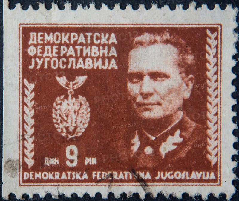 Josip Broz Tito (1892-1980) Yugoslav revolutionary and statesman, the premier or president of Yugoslavia from 1945 to 1980, portrait on Yougoslavian postage stamp