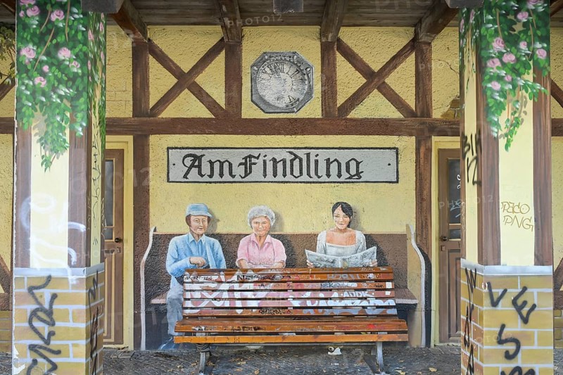 Bank, Bus stop, Am Findling, Großbeerenstraße, Babelsberg, Potsdam, Brandenburg, Germany, Europe