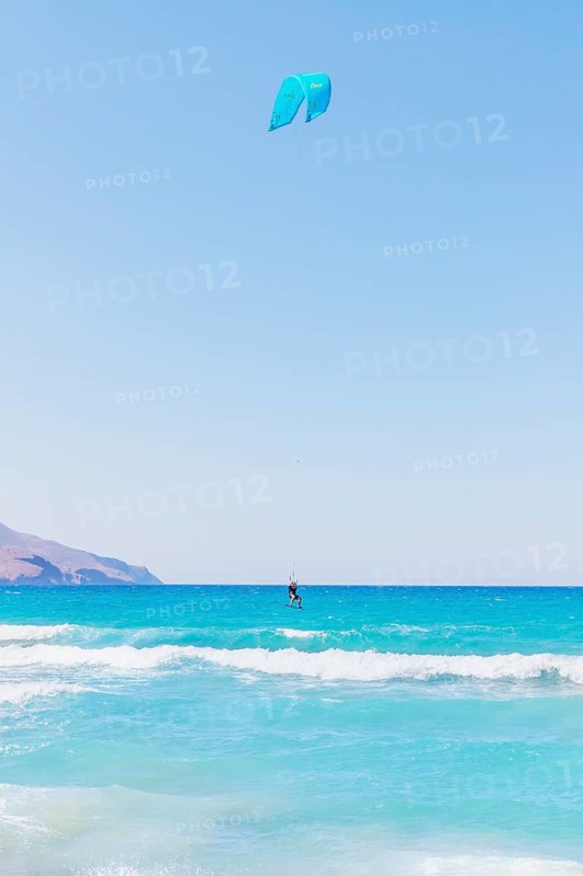 Kitesurfing, Episkopi beach, Rethymno, Crete, Greek Islands, Greece, Europe