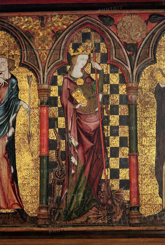 Saint Margaret of Antioch, Medieval Retable painting, church of Saint Mary, Thornham Parva, Suffolk, England, UK