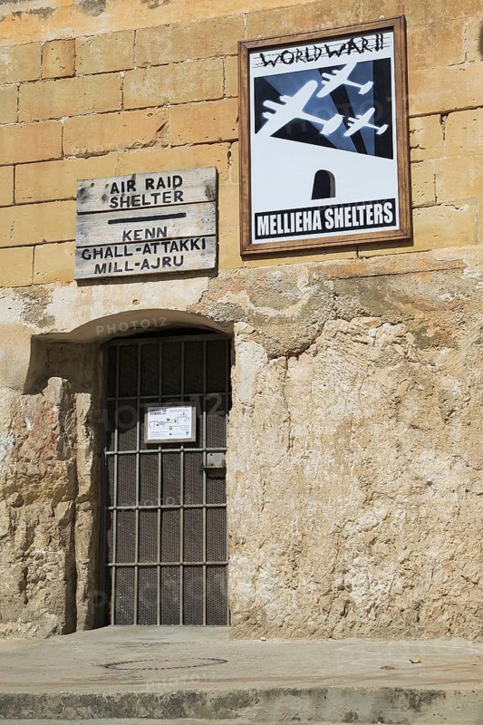 Second world war 1940s air raid shelters, Mellieha, Malta, Europe