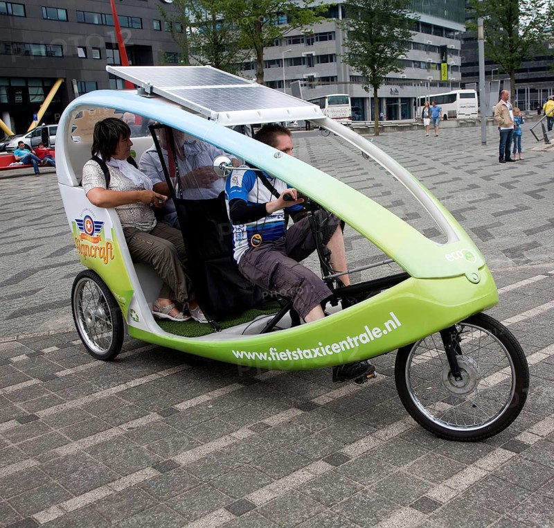 Pedal and solar powered taxi vehicle Rotterdam, Netherlands