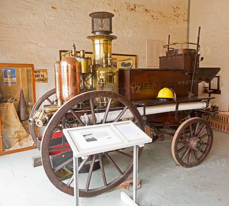 The Long Shop museum, Leiston, Suffolk, England, UK Works Fire Brigade Fire engine Merryweather Steam Fire Pump 'Queen Victoria' 1901