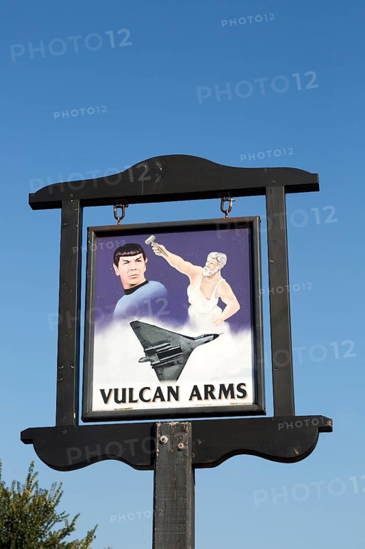 Pub sign Vulcan Arms, Sizewell Gap, Suffolk, England, UK