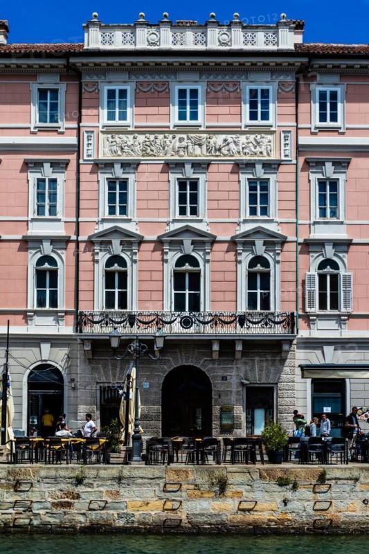Commercial and residential houses of old families on the Grand Canal in the heart of Borgo Teresiano, Trieste, harbour town on the Adriatic, Friuli, Italy, Trieste, Friuli, Italy, Europe