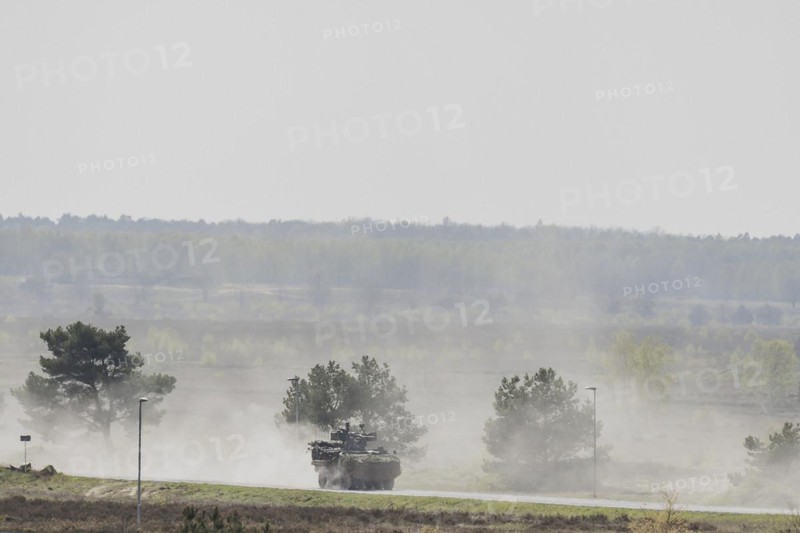 Pandur II 8x8 of the Czech Army, taken during an exercise of the German Armed Forces with forces from Norway and the Czech Republic during the 'Wettiner Schwert' exercise as part of Quadriga 2024 in the training town of Schnöggersburg, 8 April 2024