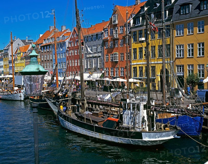 Denmark, Copenhagen, Nyhavn Canal, Panorama, historic wooden ships, Hamburg, Hamburg, Federal Republic of Germany, Europe