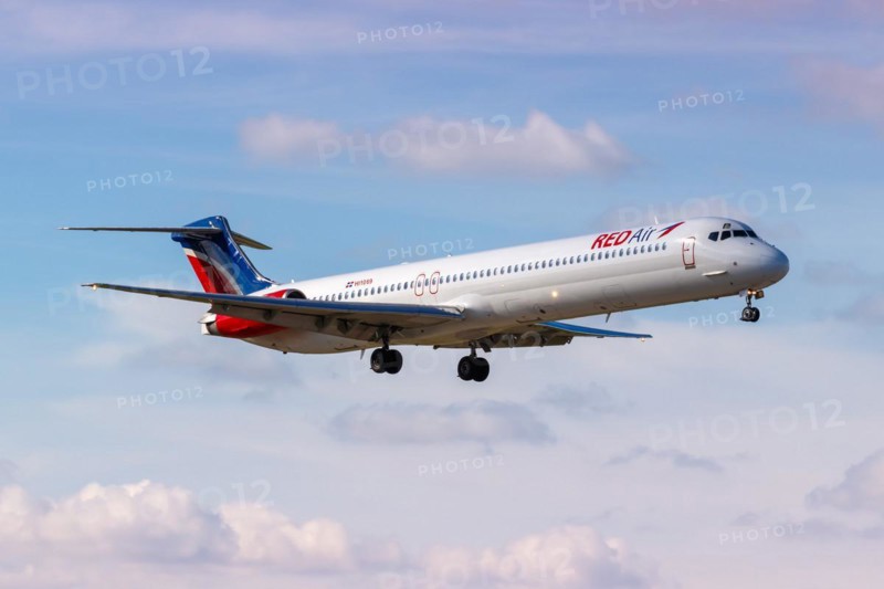 A McDonnell Douglas MD-82 aircraft of Red Air with the registration number HI1069 at Miami Airport, USA, North America