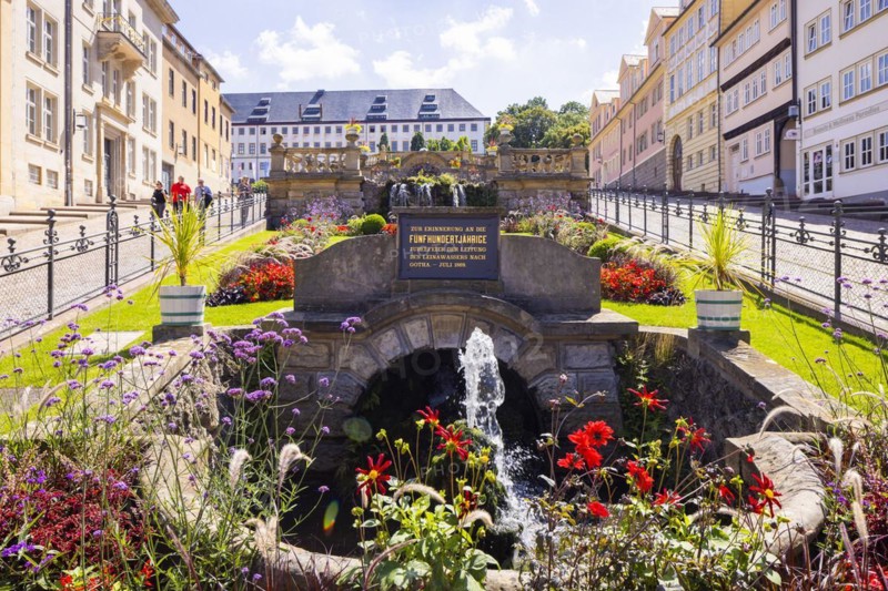 Wasserkunst and Friedenstein Castle, Gotha, Thuringia, Germany, Europe