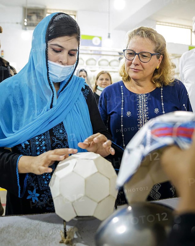 Svenja Schulze (SPD), Federal Minister for Economic Cooperation and Development, visiting Anwar Khawaja Industries PVT. LTD, where footballs are manufactured for the Bundesliga, among others. Sialkot, 23.08.2024. Photographed on behalf of the Federal Ministry for Economic Cooperation and Development