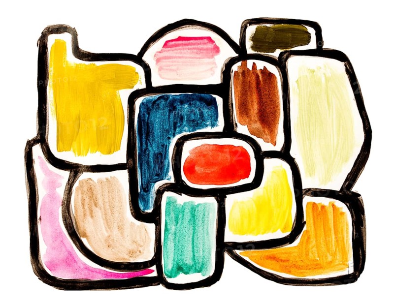 Abstract background, on white background, drawing, gouache, watercolor paint