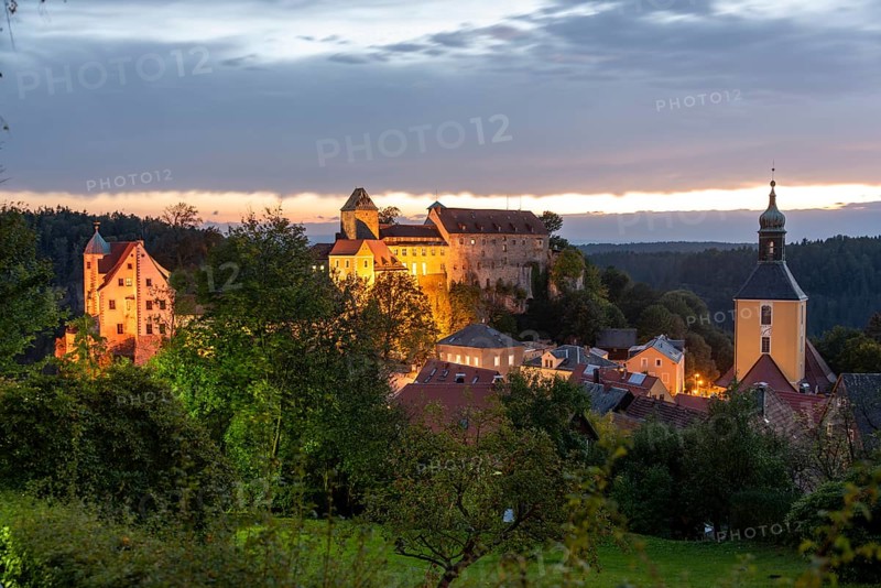 Hohnstein Castle in Saxon Switzerland, stands on a rock high above the town, Hohnstein, Saxony, Germany, Europe
