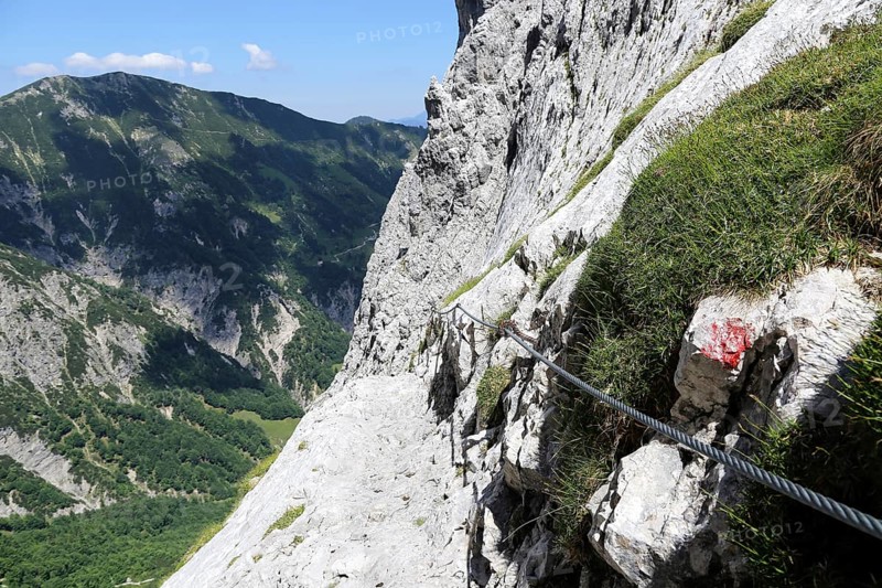 The Eggersteig in Tyrol, well-known hiking route and via ferrata in the Kaiser Mountains (Wilder Kaiser)