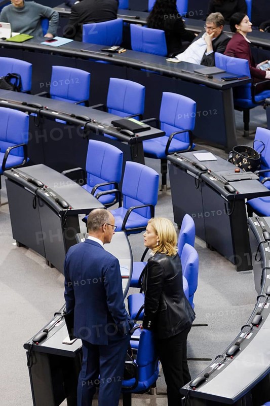 Friedrich Merz, CDU candidate for chancellor, and Julia Klöckner, CDU, in front of the session in the German Bundestag, Berlin, 13 November 2024
