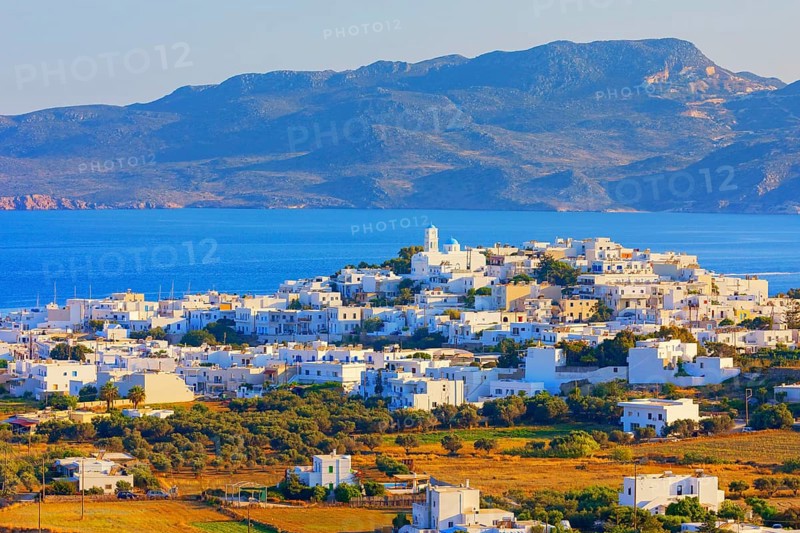 View of Adamas harbour, Adamas, Milos Island, Cyclades Islands, Greece, Europe