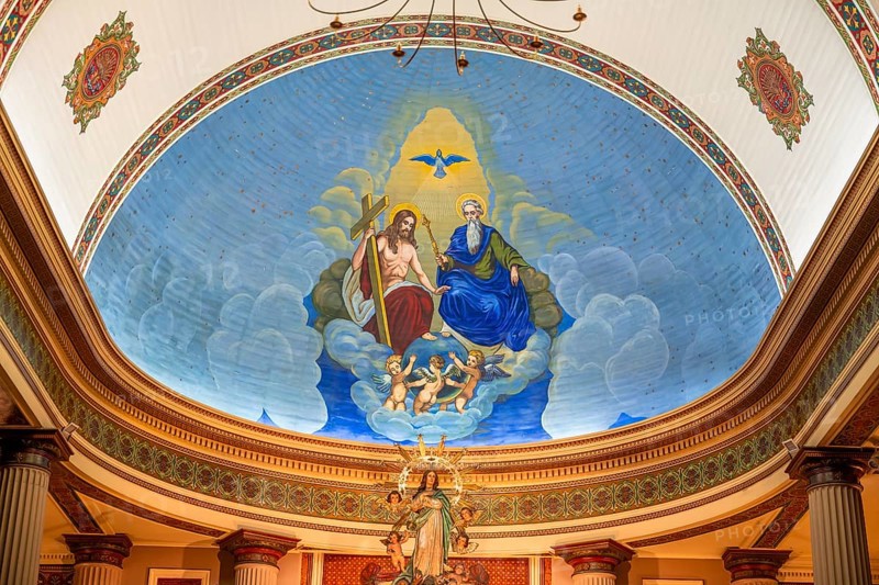 Ceiling painting, interior view of San Jose Cathedral, Catedral Metropolitana de Costa Rica, San Jose, San Jose province, Valle Central region, Costa Rica, Central America