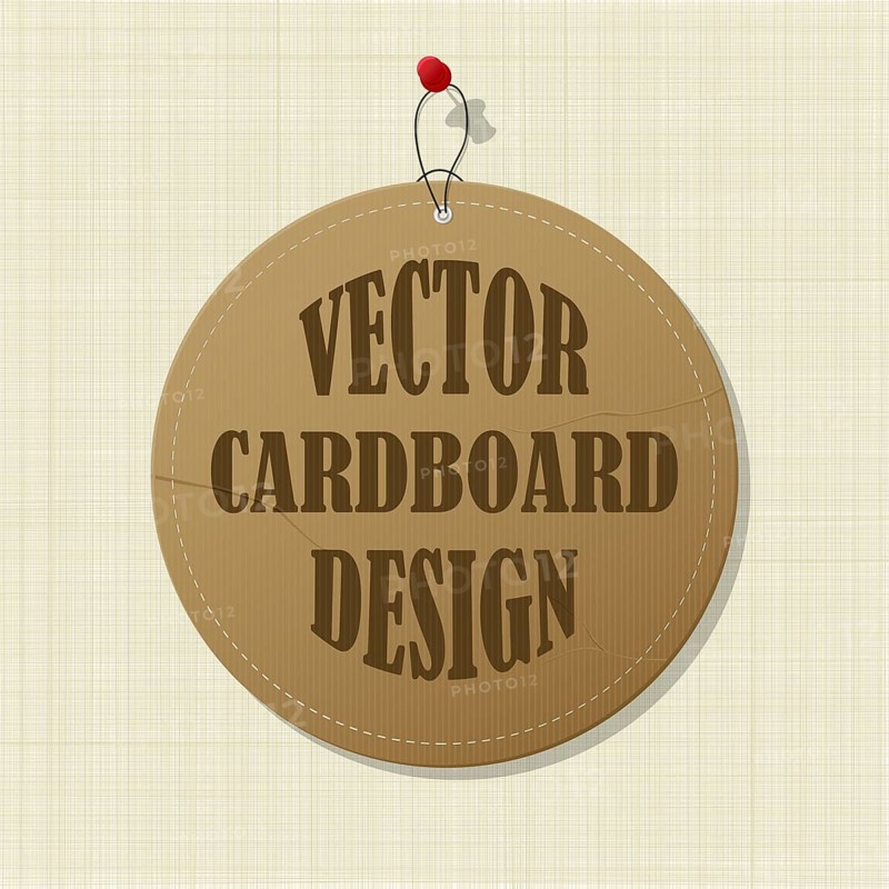 Editable cardboard label pinned over canvas, copy space vector template