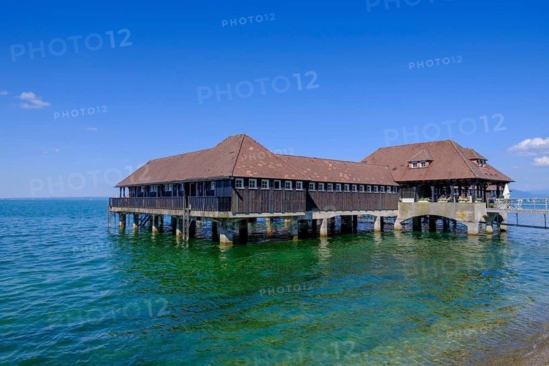 Historic bathing hut, bathing establishment, Rorschach on Lake Constance, Canton of St. Gallen, Switzerland, Europe