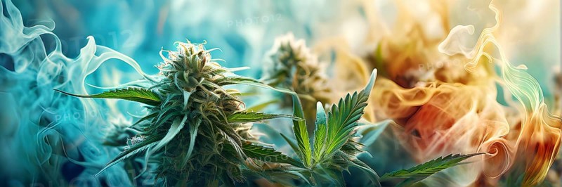 Abstract painting symbolizing the tranquil impact of cannabis in swirling soft pastel hues, AI generated