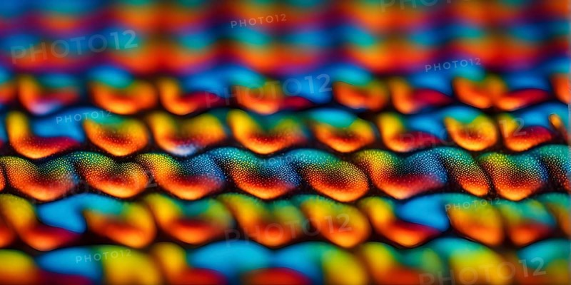Nano material inspired by gecko feet with intricate patterns and vibrant colors representing adhesive properties, AI generated