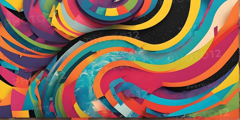 Pop art styled music album illustration featuring abstract crayon patterns and erratic lines in random shapes, AI generated