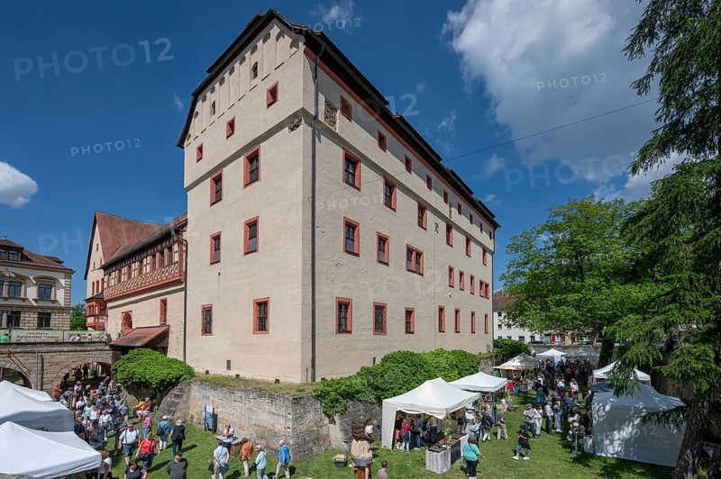 Garden exhibition in the moat of the historic imperial palace, Forchheim, Upper Franconia, Bavaria, Germany, Europe