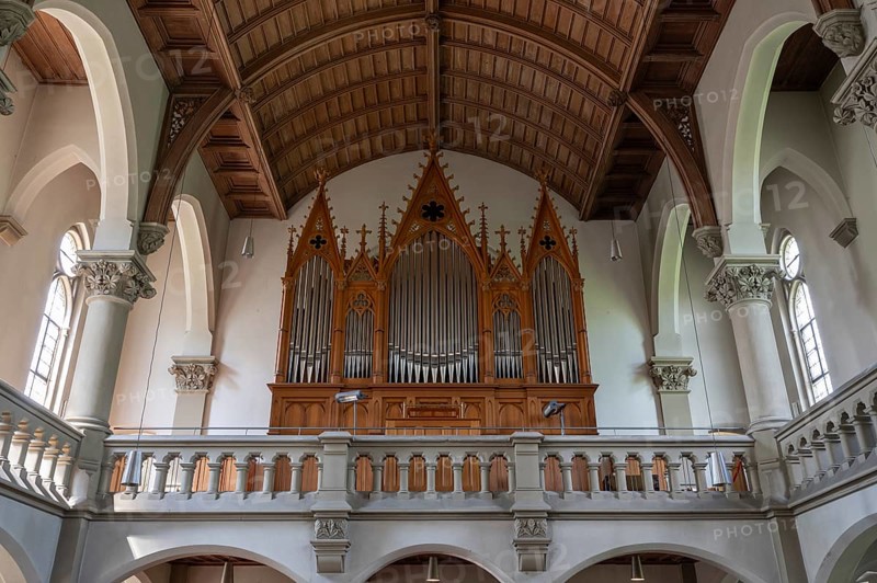 Interior with organ loft of St. Johannis Church, Forchheim, Upper Franconia, Bavaria, Germany, Europe