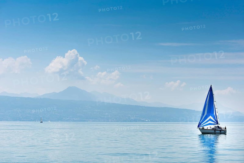 Sailing ship, sailboat, sailing, boat, ship, wind, blue, weather, summer, clouds, travel, holiday, tourism, mountain, excursion, Alps, on Lake Geneva, Montreux, Vaud, Switzerland, Europe