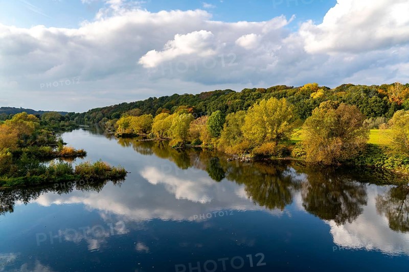 The Ruhr near Bochum-Stiepel, right and Hattingen-Blankenstein, North Rhine-Westphalia, Germany, Europe