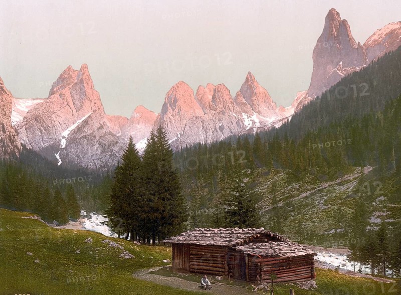 The Tschamin Valley, formerly Austria-Hungary, today South Tyrol, Italy, Historical, digitally restored reproduction from a 19th century original, Record date not stated, Europe
