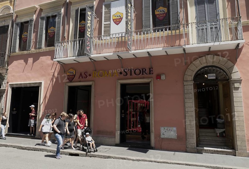 AS Rome football club fan shop in the historic centre of Rome, Italy, Europe