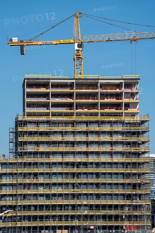 Construction site, new construction of high-rise residential buildings, Havenkwartier Katendrecht project, over 160 new flats are being built here, shell construction on the Maashaven, Rotterdam, Netherlands