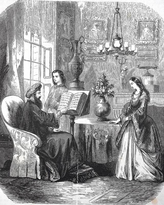 Historical, digitally restored reproduction from a 19th century original, Record date not stated, Lord Neagle with the Jew Salamiel, Jewish banker and moneylender and merchant, 1855, England, Great Britain