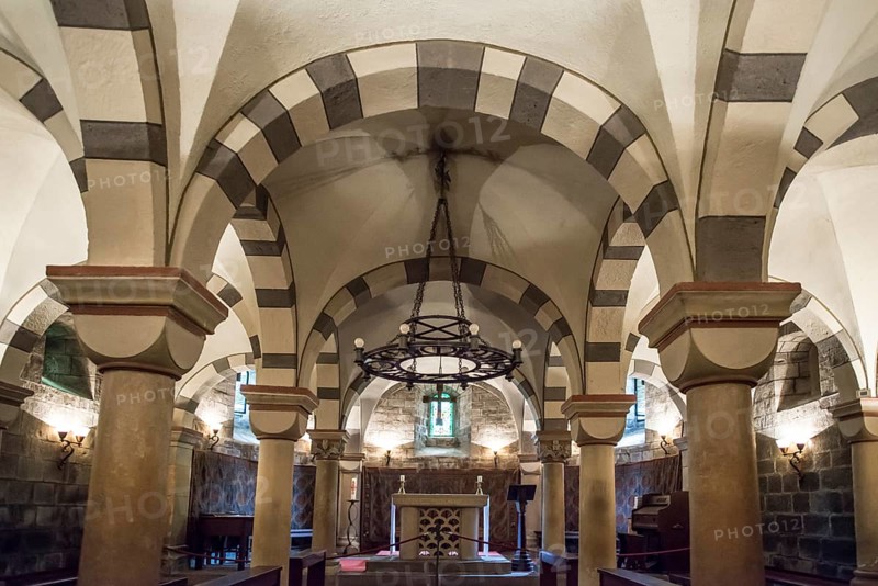 Interior view, crypt, Romanesque monastery church, Maria Laach Benedictine Abbey, Eifel, Rhineland-Palatinate, Germany, Europe