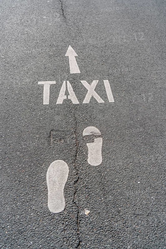 Logo, pictogram, footpath to a taxi rank, at the main railway station, Wuppertal, North Rhine-Westphalia, Germany, Europe