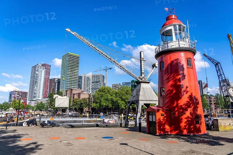 The Maritime Museum, outdoor area in the Leuvehaven, in Rotterdam, many old ships, boats, exhibits from the maritime sector, Netherlands