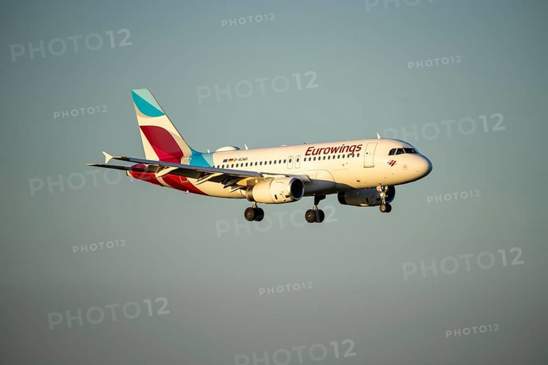 Eurowings Airbus A319-132 landing at Cologne-Bonn Airport, CGN, North Rhine-Westphalia, Germany, Europe