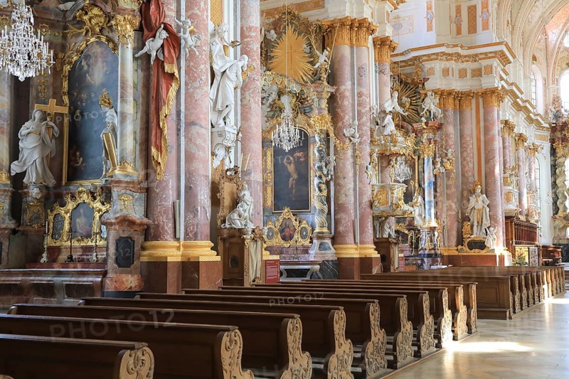 Interior of the Cistercian Abbey Church Fürstenfeld in Fürstenfeldbruck, Upper Bavaria, Bavaria, Germany, Europe
