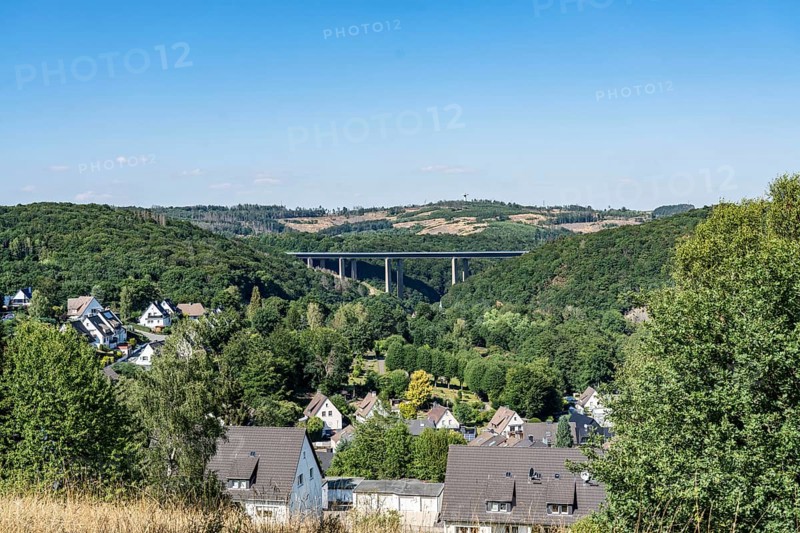 A45 motorway, the Rahmede viaduct, which is totally closed due to massive damage to the supporting structure and is being blown up and rebuilt, Lüdenscheid, North Rhine-Westphalia, Germany, Europe