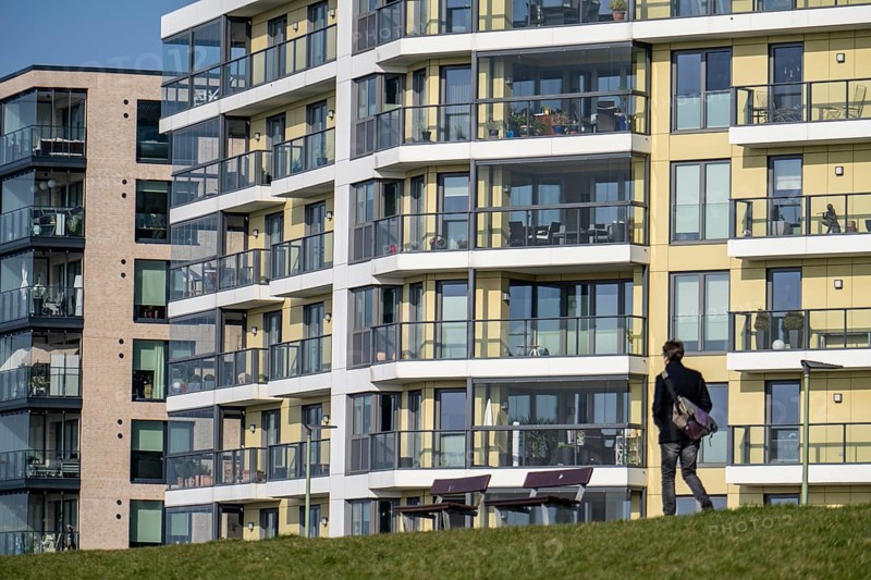 New residential buildings, flats between Viertal Neuer Hafen, on Lohmannstraße and Weserdeich, Kommodore-Ziegenbein-Promenade, Bremerhaven, Bremen, Germany, Europe
