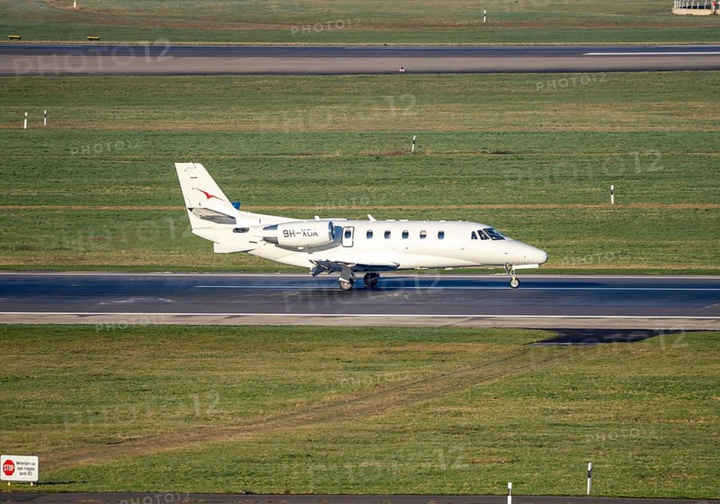 Private jet, of the Maltese private airline VistaJet, Cessna 560XK Zitation XLS aircraft after landing at Düsseldorf Airport, main runway 05R/23L, South, DUS, North Rhine-Westphalia, Germany, Europe