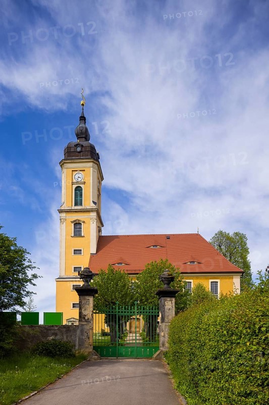 The Protestant village church of Sora is a baroque, neo-baroque renovated hall church in the Sora district of Klipphausen in the district of Meißen in Saxony, Sora, Saxony, Germany, Europe