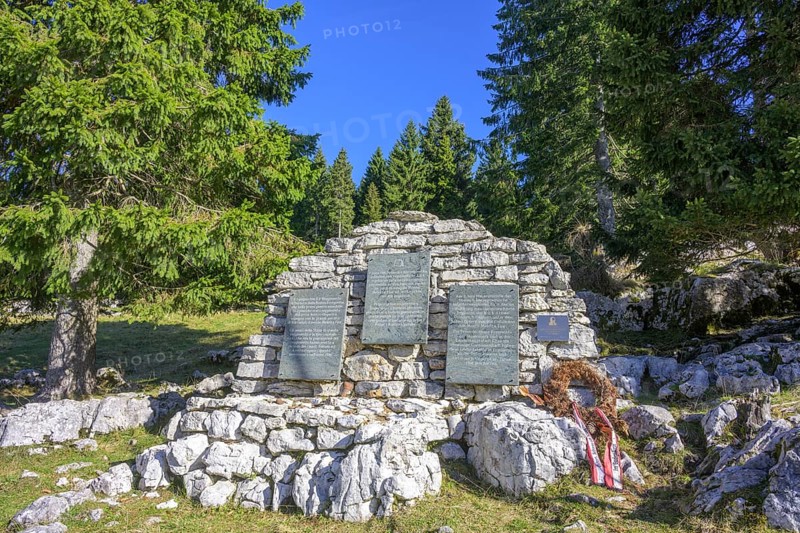 Memorial stone for the victims of the First World War on Monte Fior, Gallio, province of Vicenza, Italy, Europe
