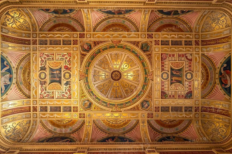 Ceiling of the chapel of Worcester College, University of Oxford, Oxfordshire, England, Great Britain