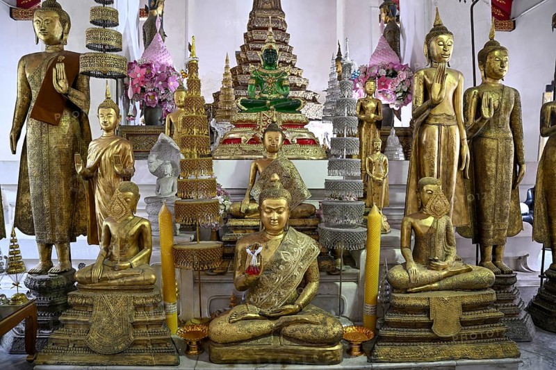 Buddha statues in Wat Arun, Temple of Dawn, Bangkok, Thailand, Asia