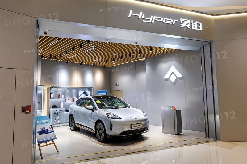Electric car of the Chinese car brand GAC Aion model Hyper HT electric mobility in Shenzhen, China, Asia