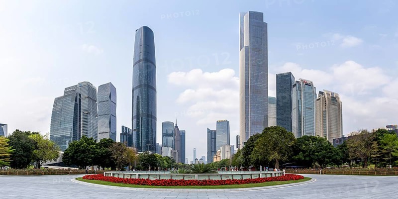 Skyline with skyscrapers panorama city centre downtown in Guangzhou, China, Asia