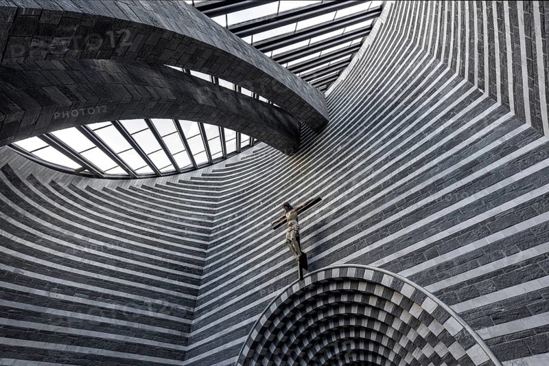 Chiesa di San Giovanni Battista, interior view, architect Mario Botta, Mogno, near Fusio, Lavizzara, Canton Ticino, Switzerland, Europe