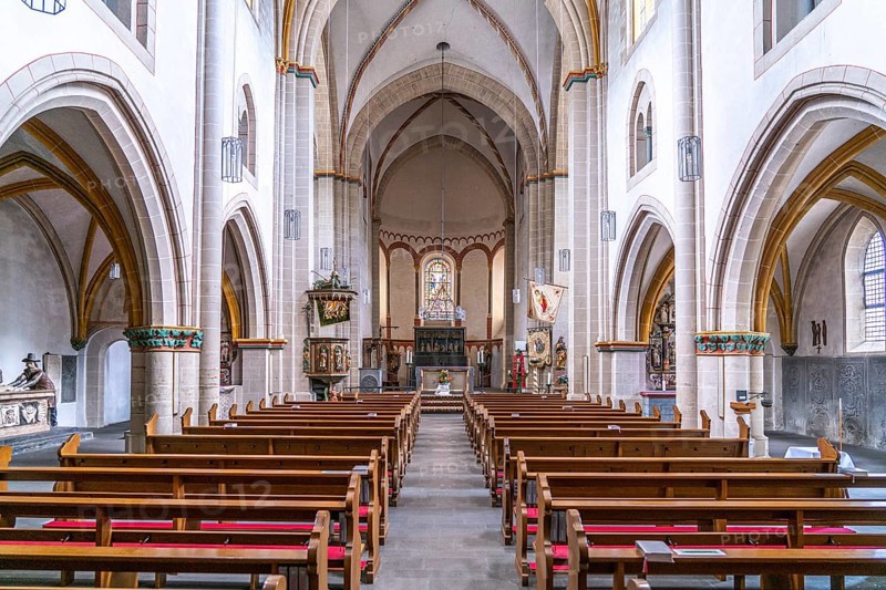 Interior of the collegiate church of St Castor in Karden, Treis-Karden, Rhineland-Palatinate, Germany, Europe